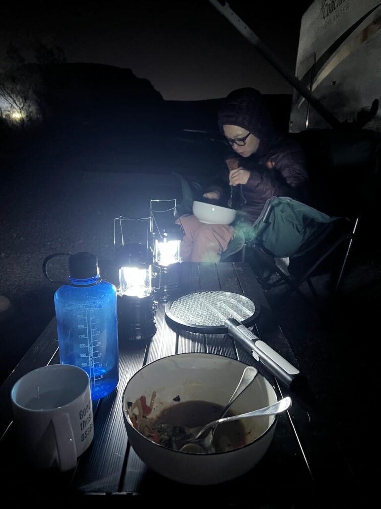 Dinner outside was a little chilly