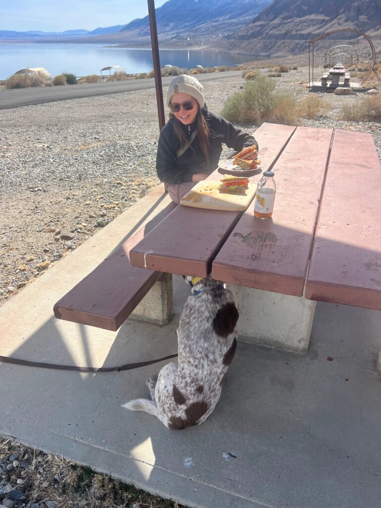 Having lunch at Walker Lake