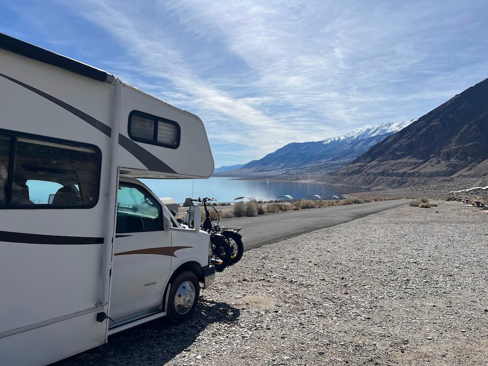 Parked at Walker Lake with stunning views