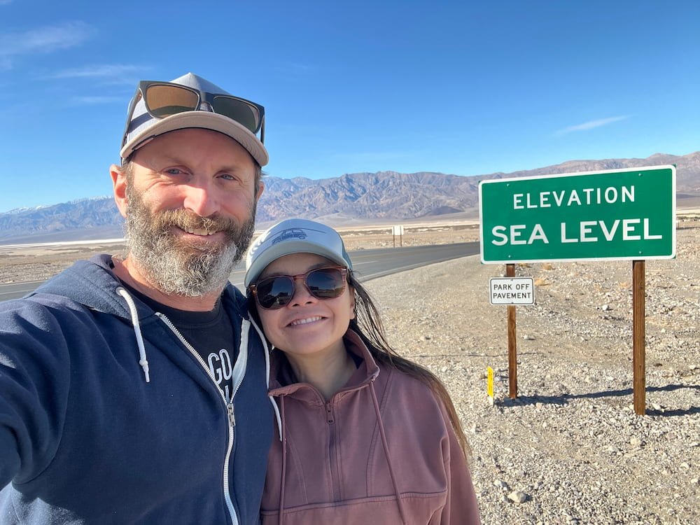 At the sea level sign