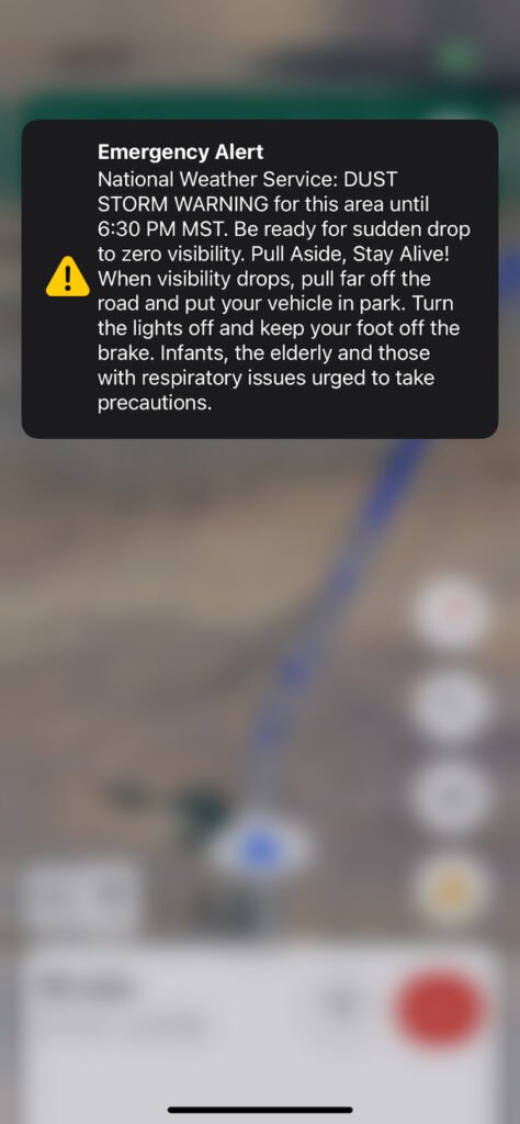Dust storm alert