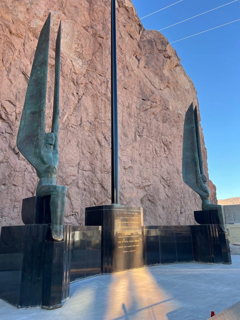 Guardian angels at the entrance to the dam