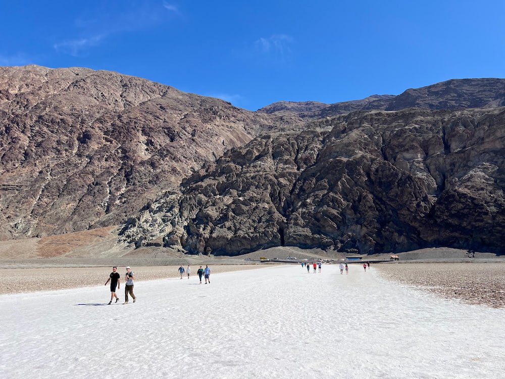 Looking back from the salt flats