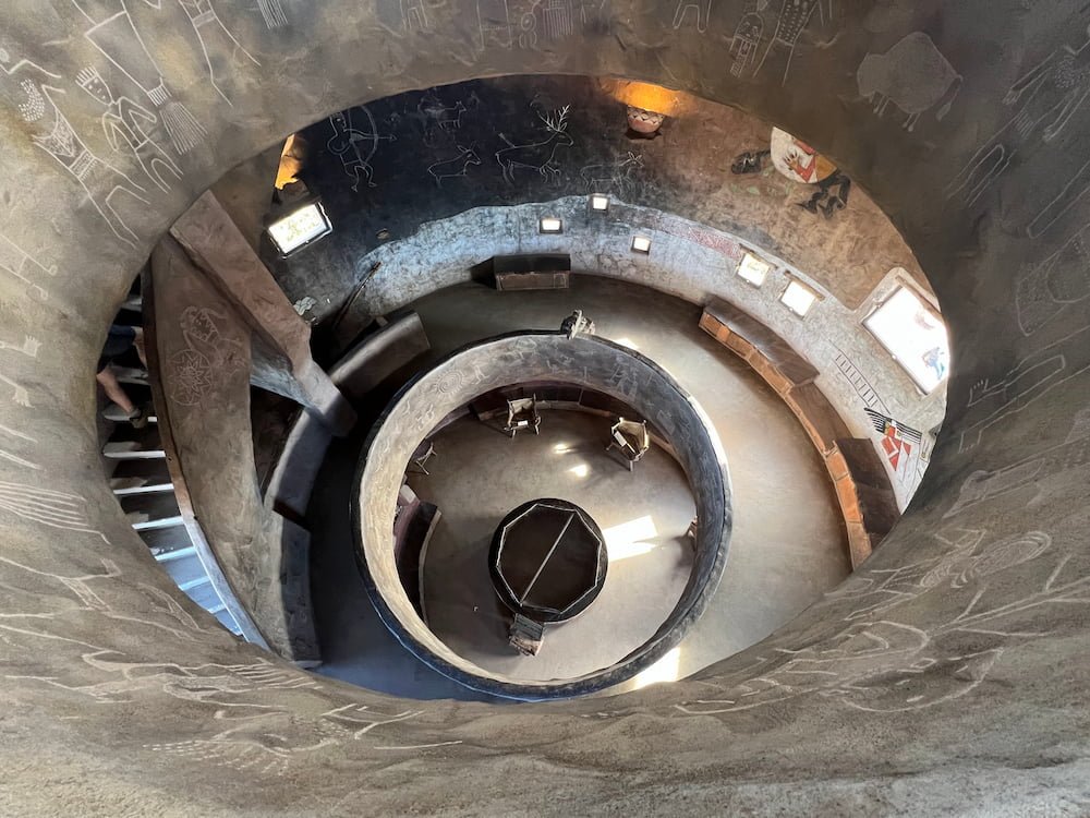 Looking down the stairwell in the watchtower