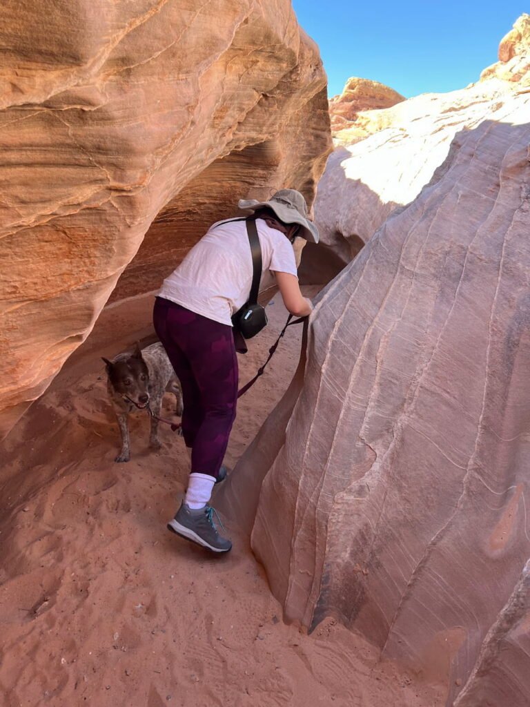 Making our way through the slot canyon