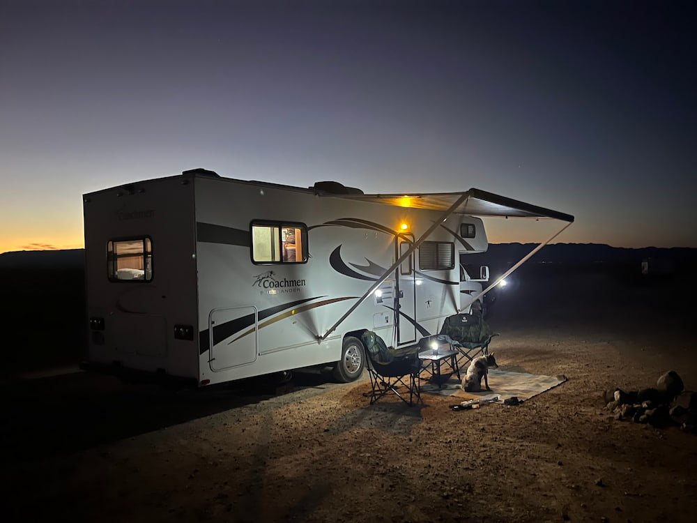 Our campsite at night