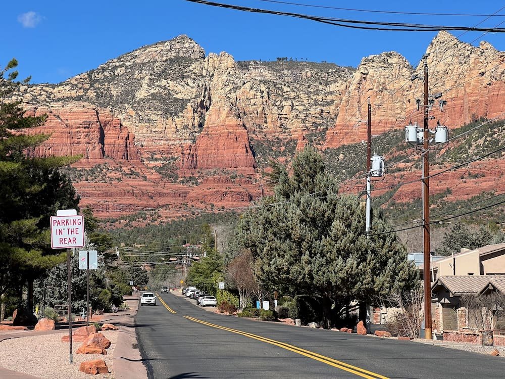 Red rocks in the distance