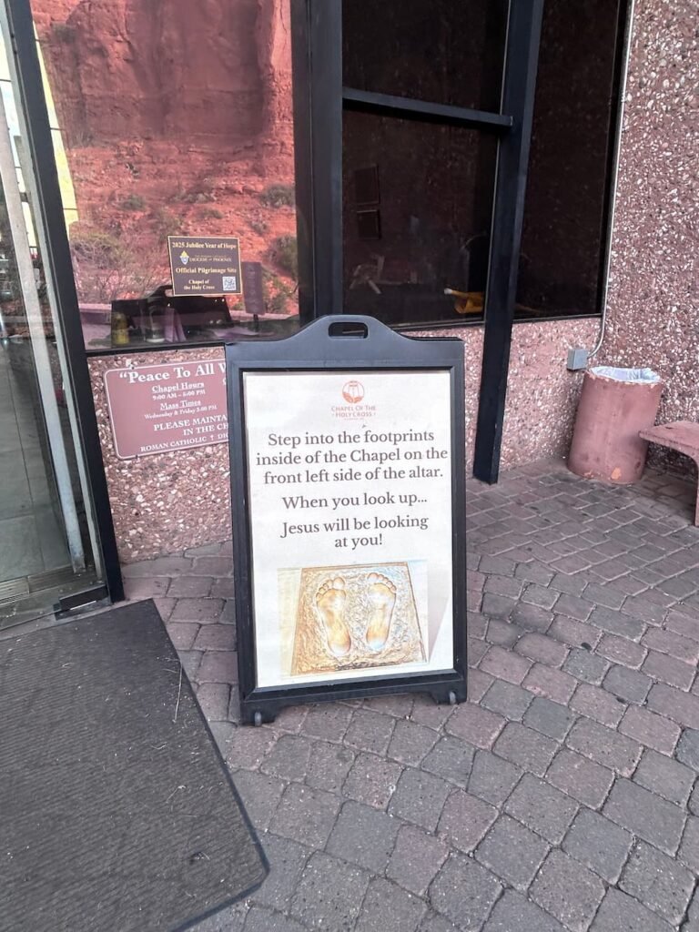 Step into the footprints sign