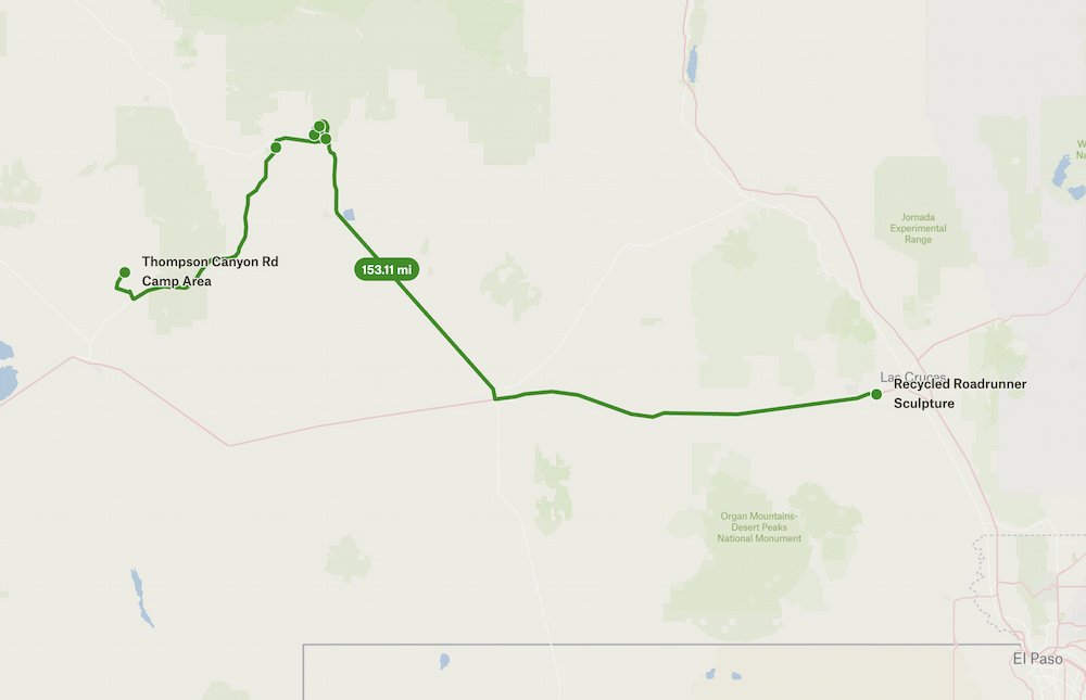Thompson Canyon Rd Camp Area to Las Cruces
