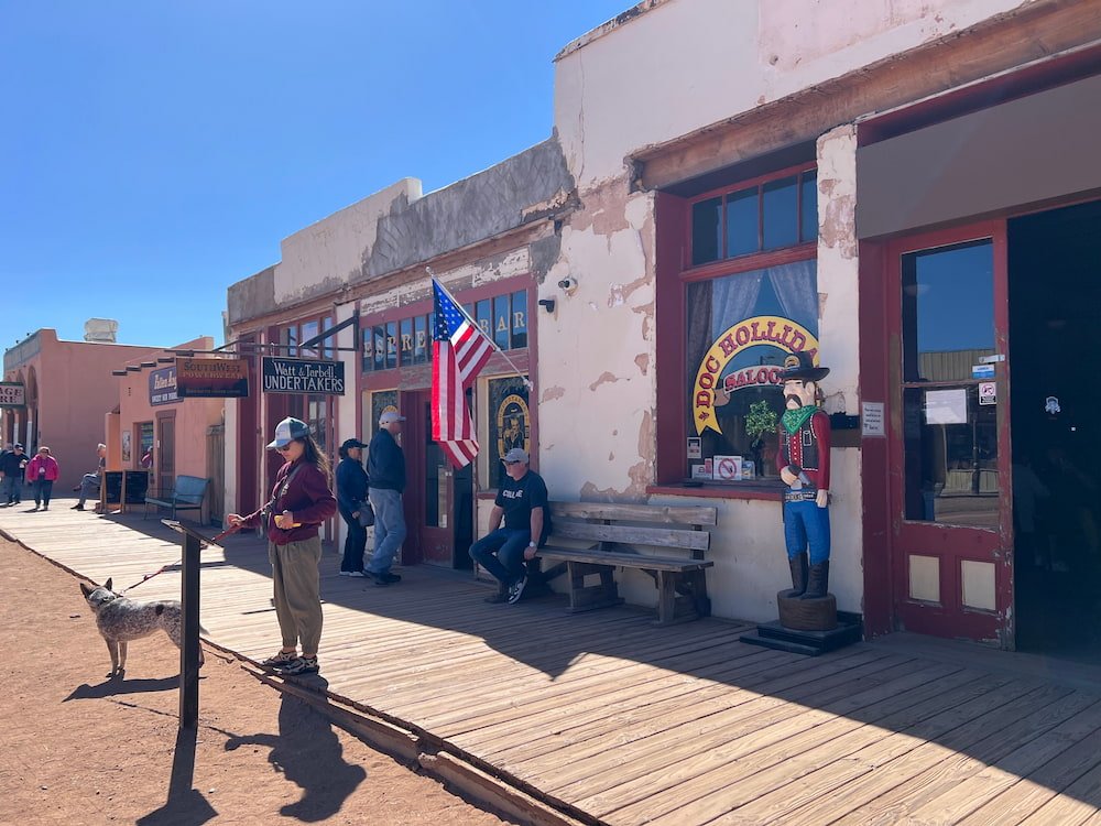Waiting outside the shops in Tombstone