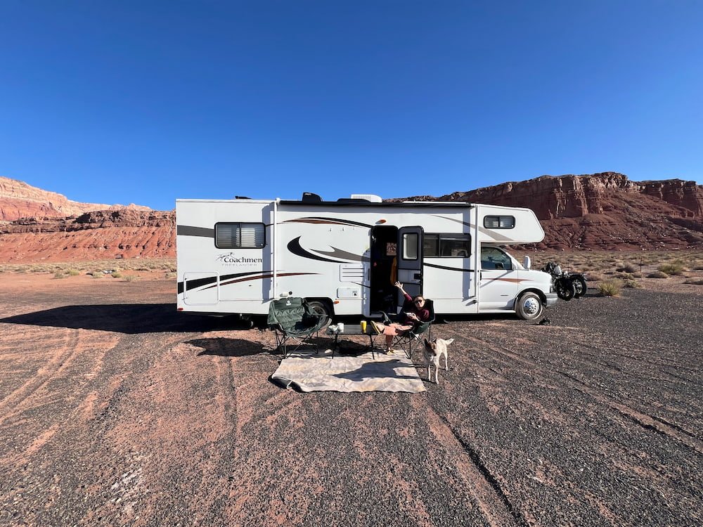 Enjoying breakfast at our campsite