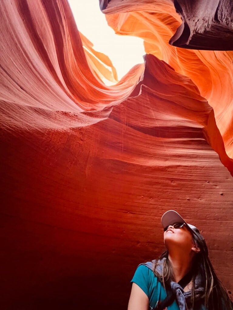 Looking up at the light above