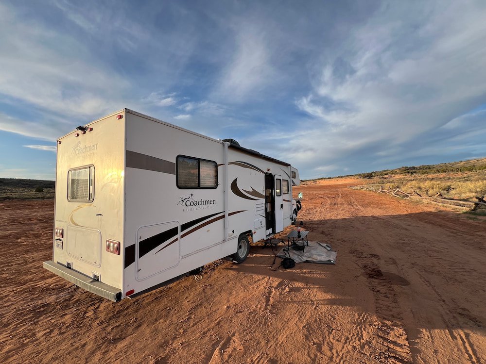 Our campsite near Coral Sand Dunes
