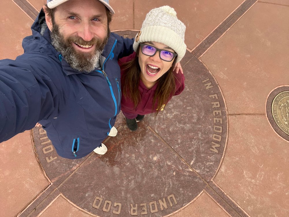 Selfie standing in all four states