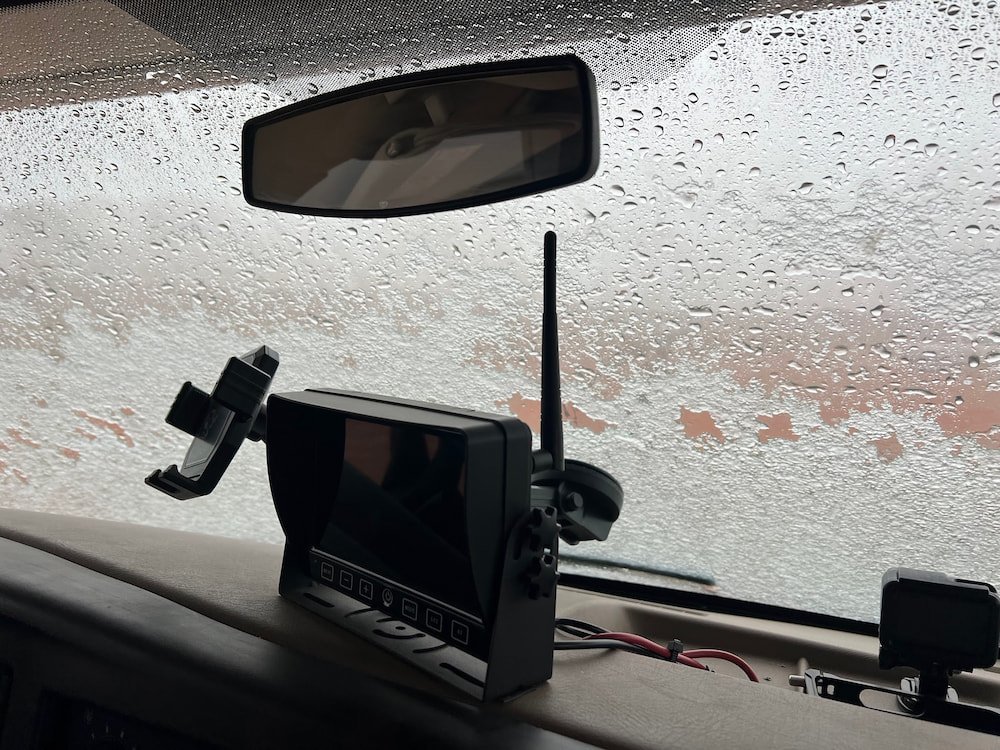 Windscreen covered in sleet
