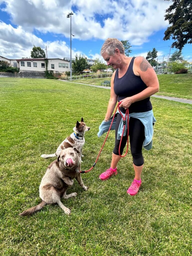 Meri with Sheila and Sophie in the park