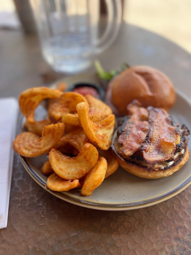 Michael's bison burger and Idaho fries
