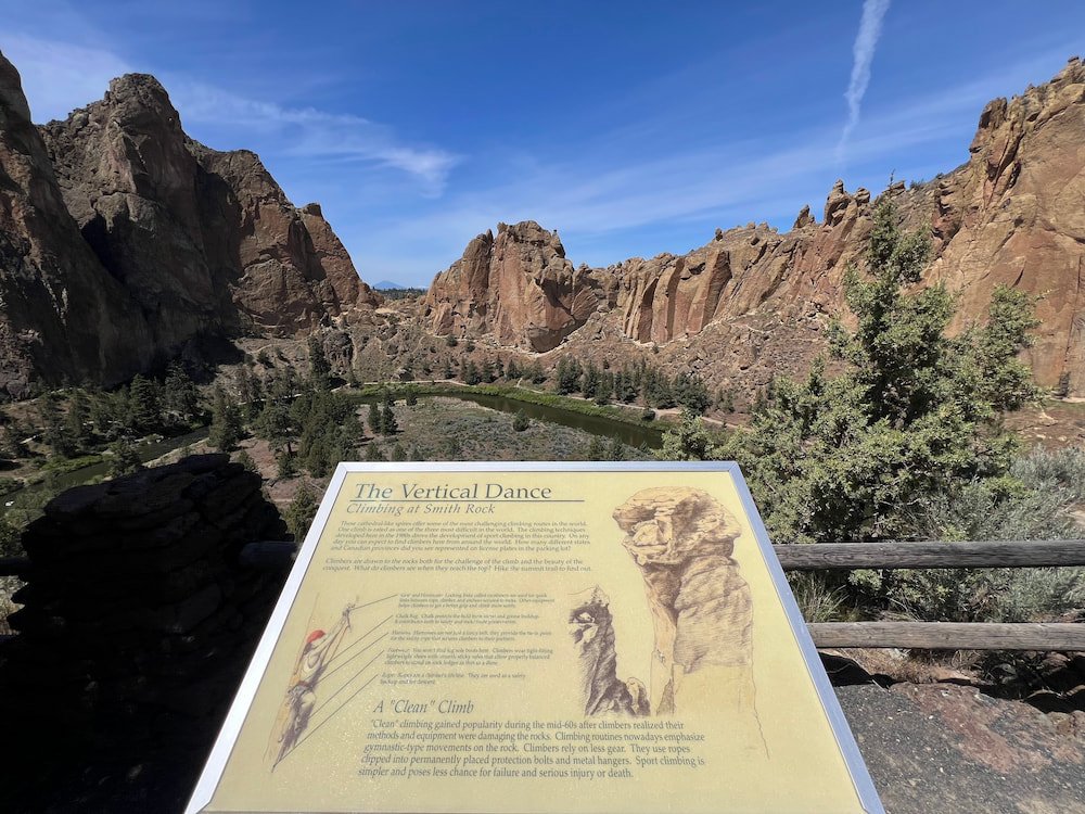 Rock climbing sign at Smith Rock