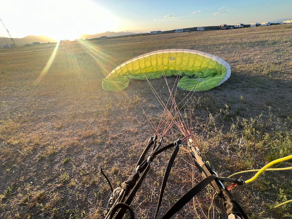 Sunset flying with our RV in the background