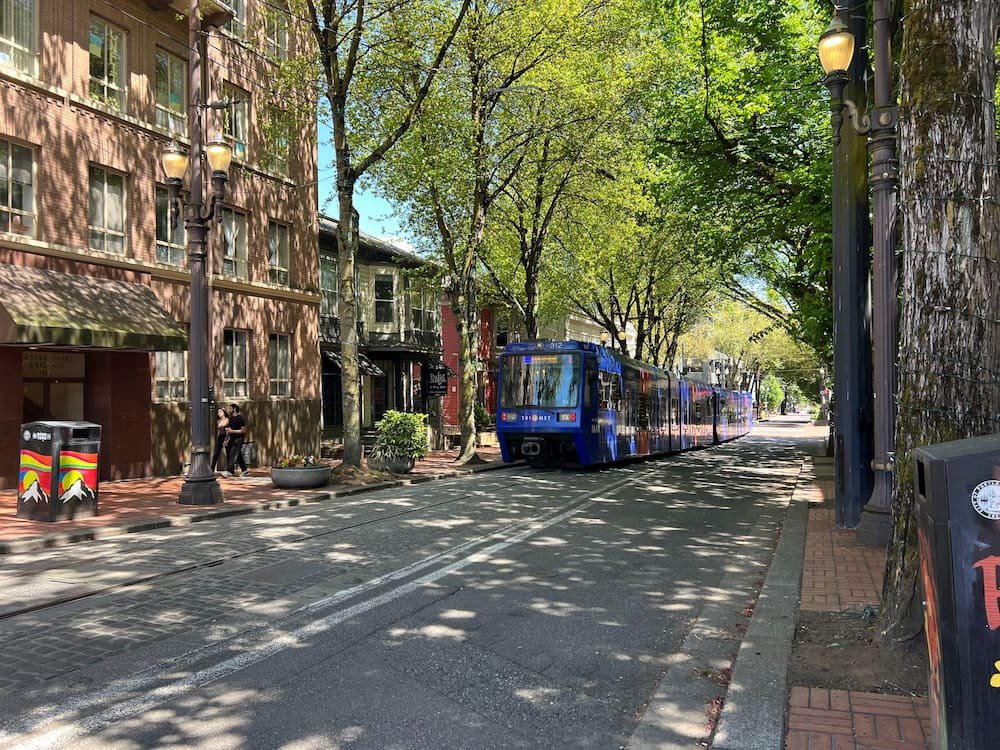 Light rail in downtown Portland