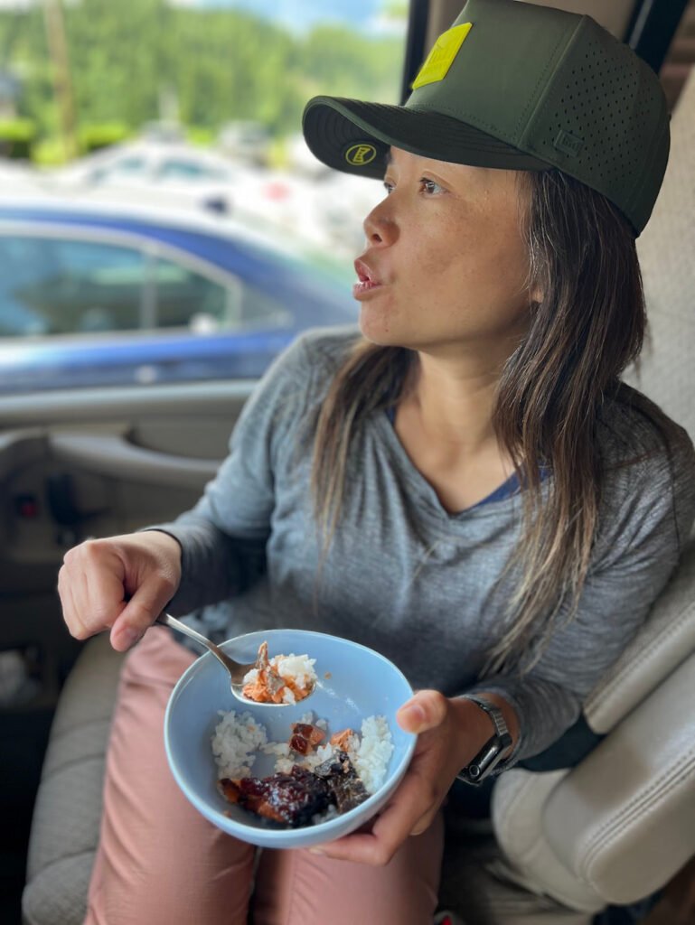 Lisette eating salmon