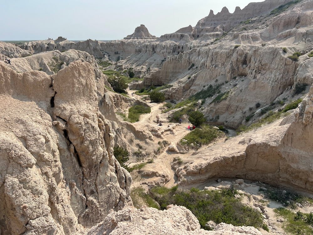 Looking down the gully