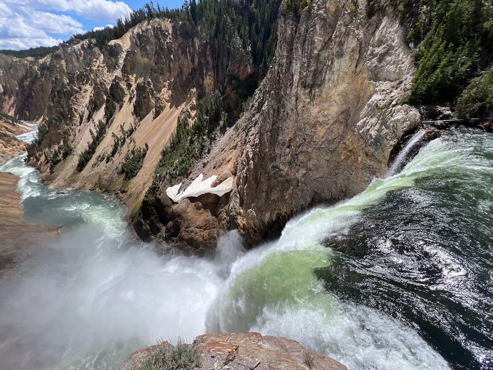 Looking down to the valley from the falls