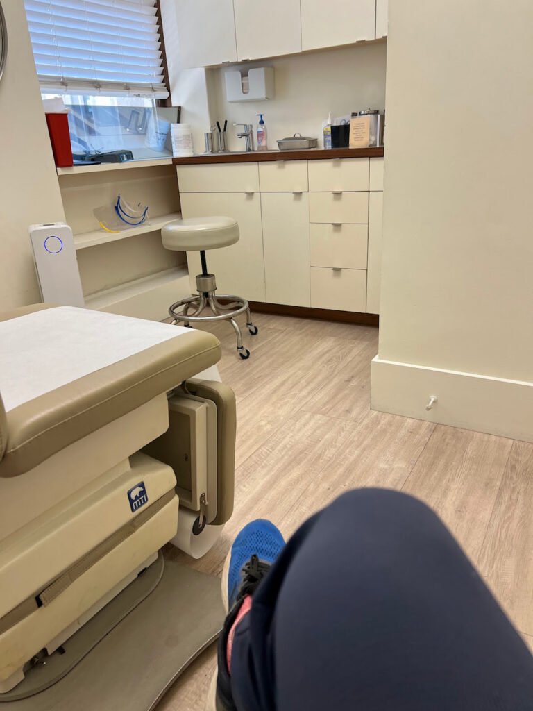Michael waiting for the dermatologist