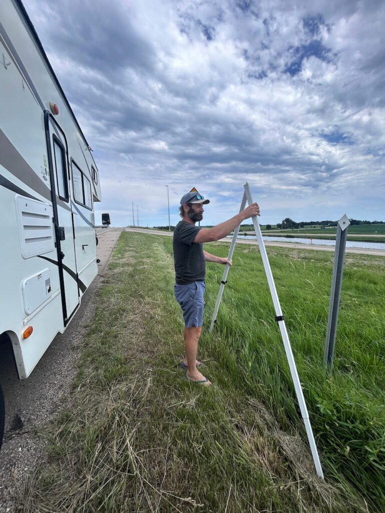 Michael with what was left of the awning