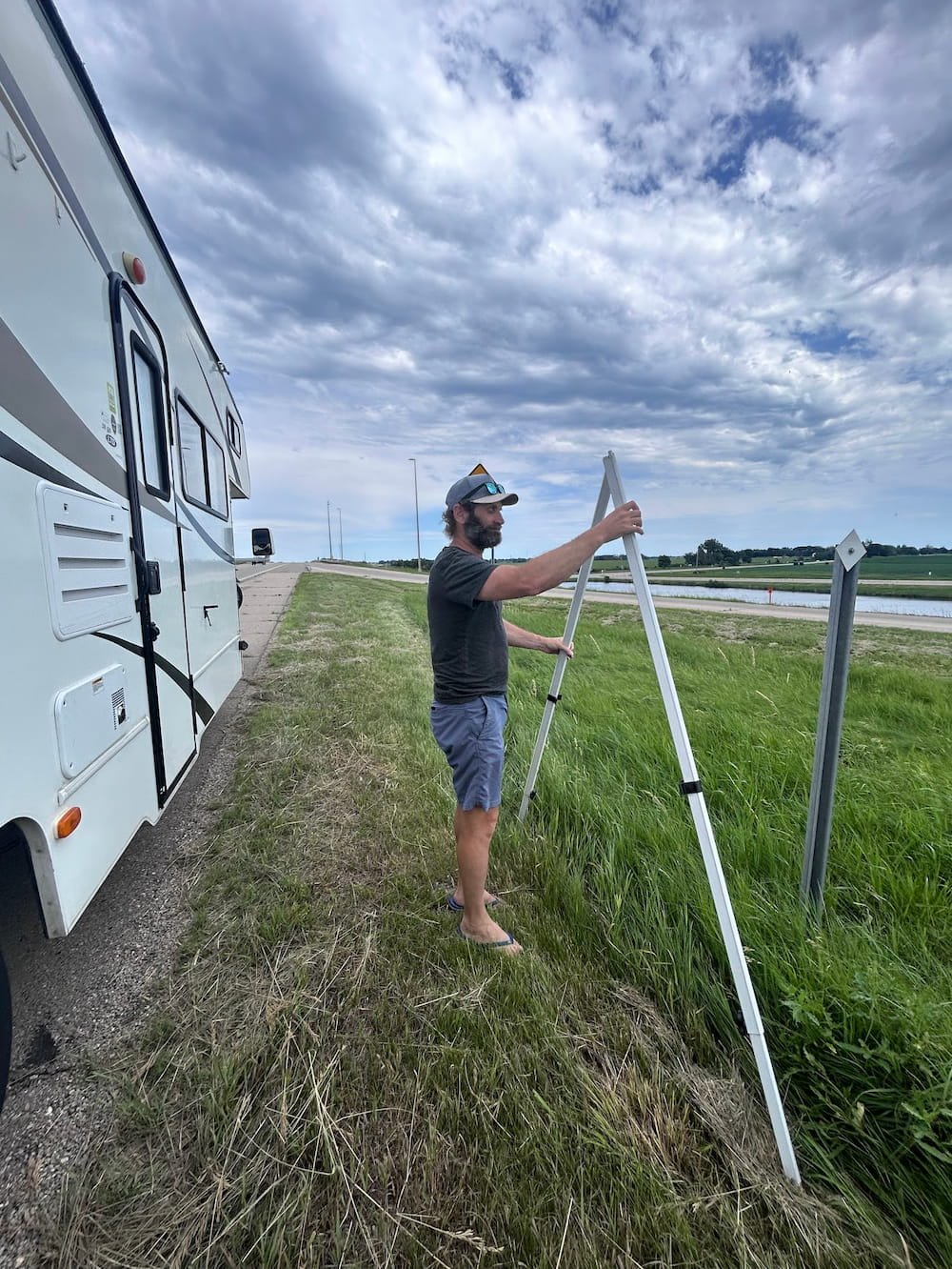 Michael with what was left of the awning