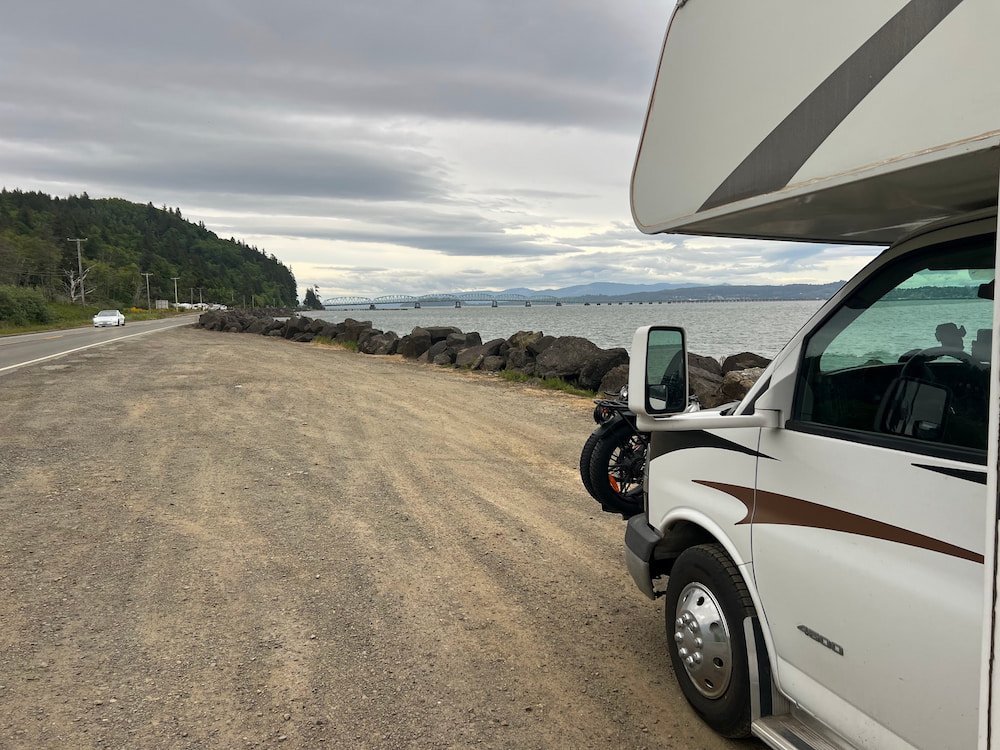 Our campsite had a nice view of the ocean and bridge