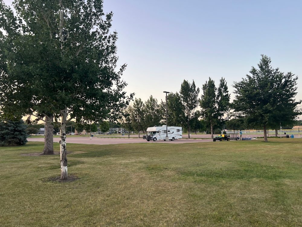 Our campsite in the parking lot