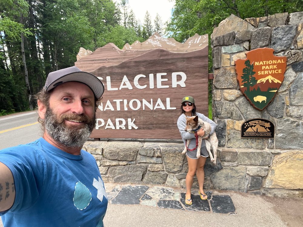Selfie at Glacier National Park sign