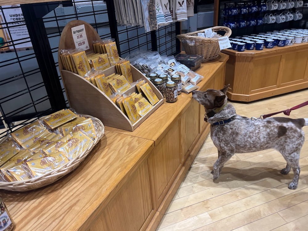 Sheila checking out the merch