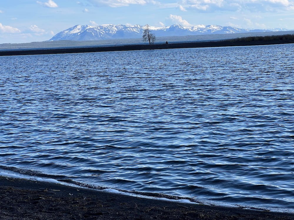 Snowy mountain beyond the lake