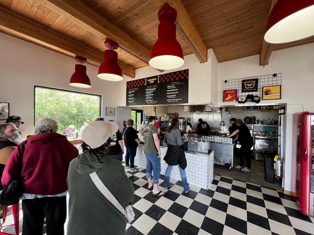 The line to get a Pronto Pup