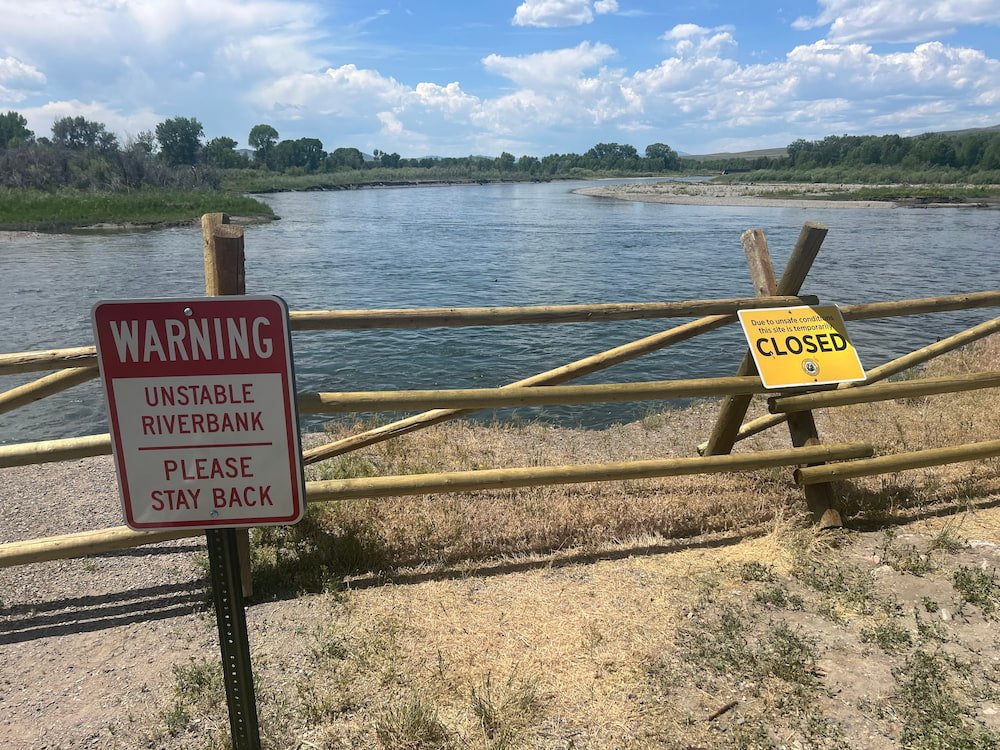 The riverbank was washed away