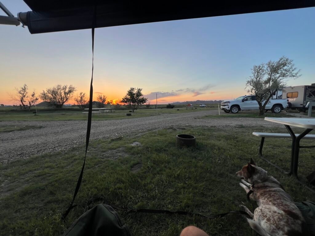 Watching the susnet at our campsite
