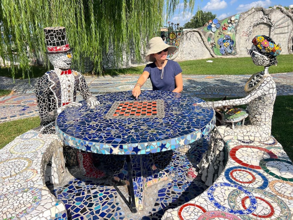 Lisette joining in a game of checkers