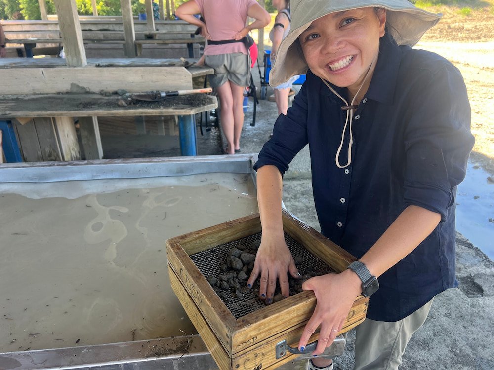 Lisette looking excited at the prospect of finding a big one
