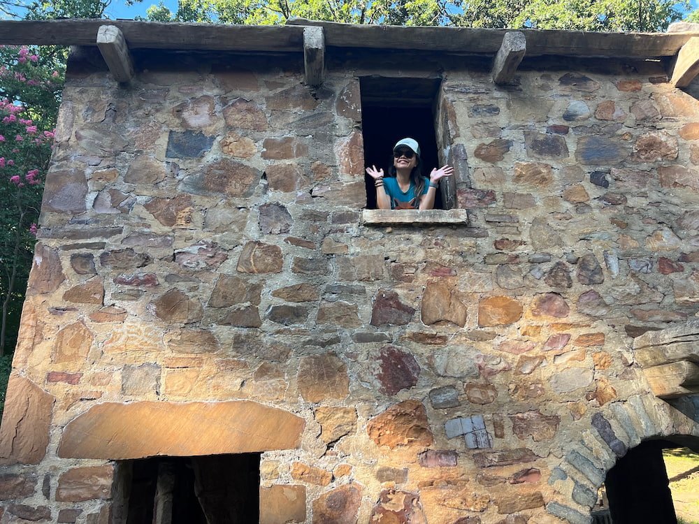 Lisette peeking out the window