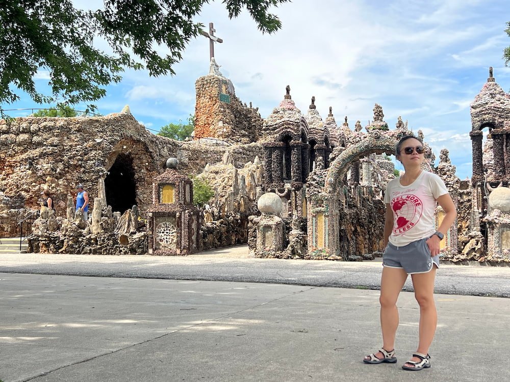 Lisette posing in front of the Shrine