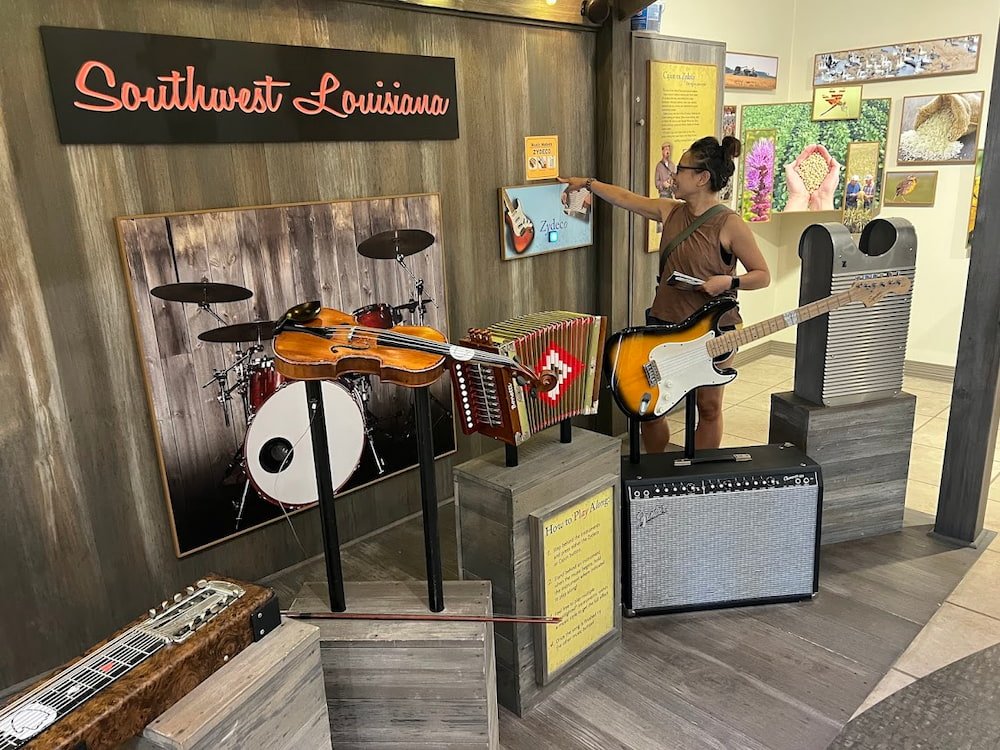 Playing some instruments in the visitors center