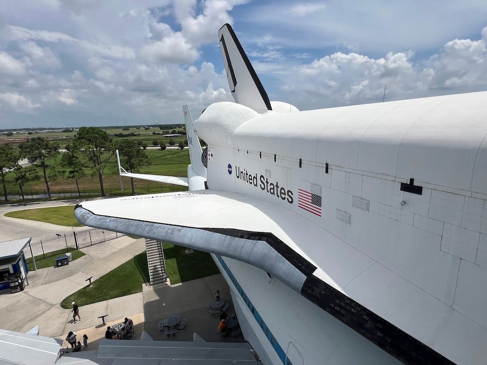 The Space Shuttle sitting on top of the 747