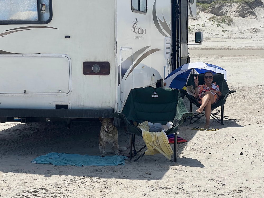 Using the RV for every little bit of shade