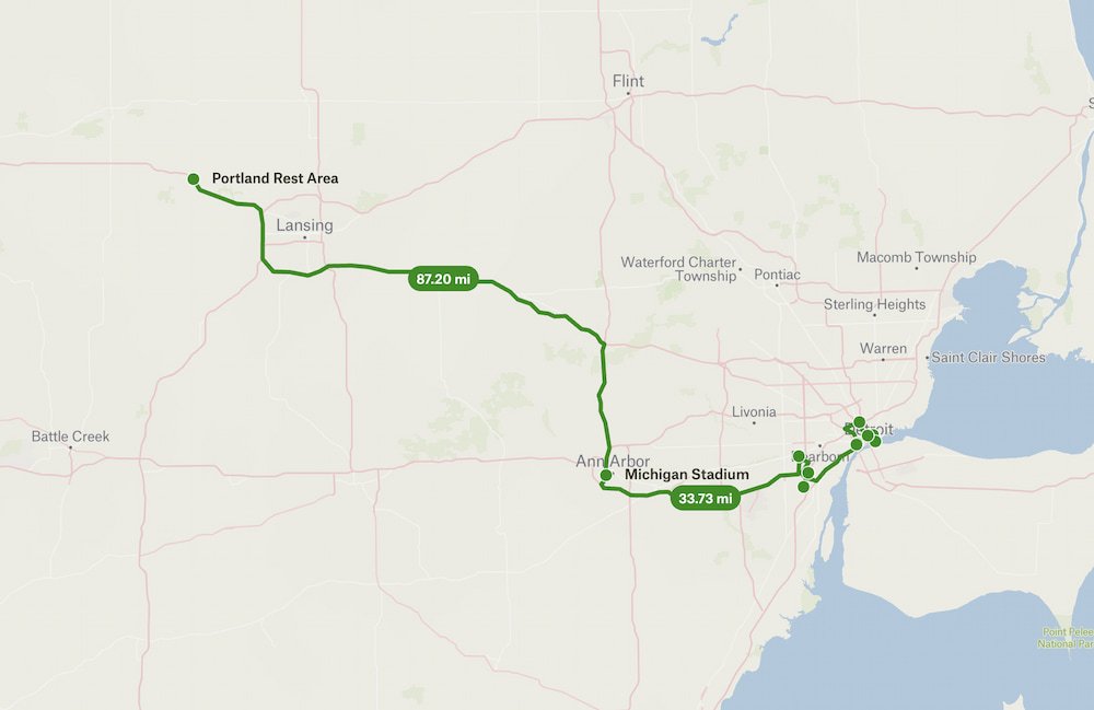 Detroit to Portland Michigan