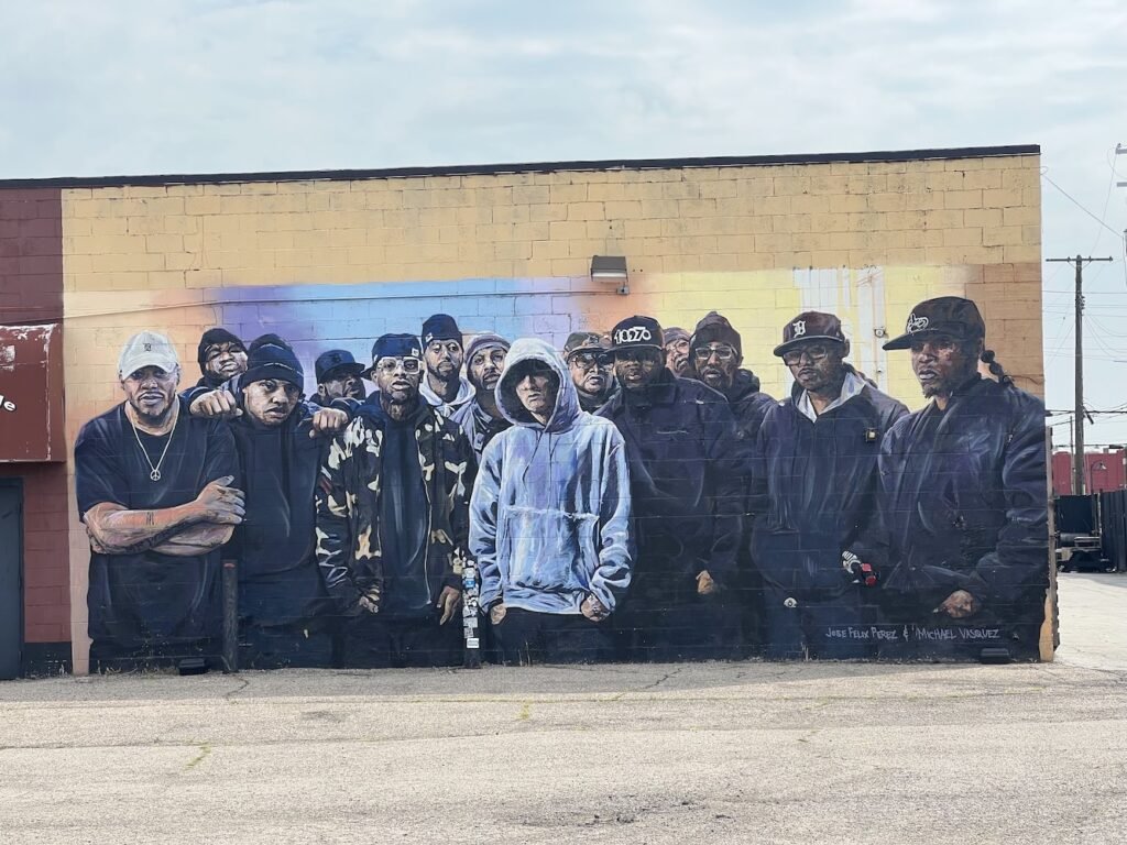 Eminem and other Detroit rappers mural