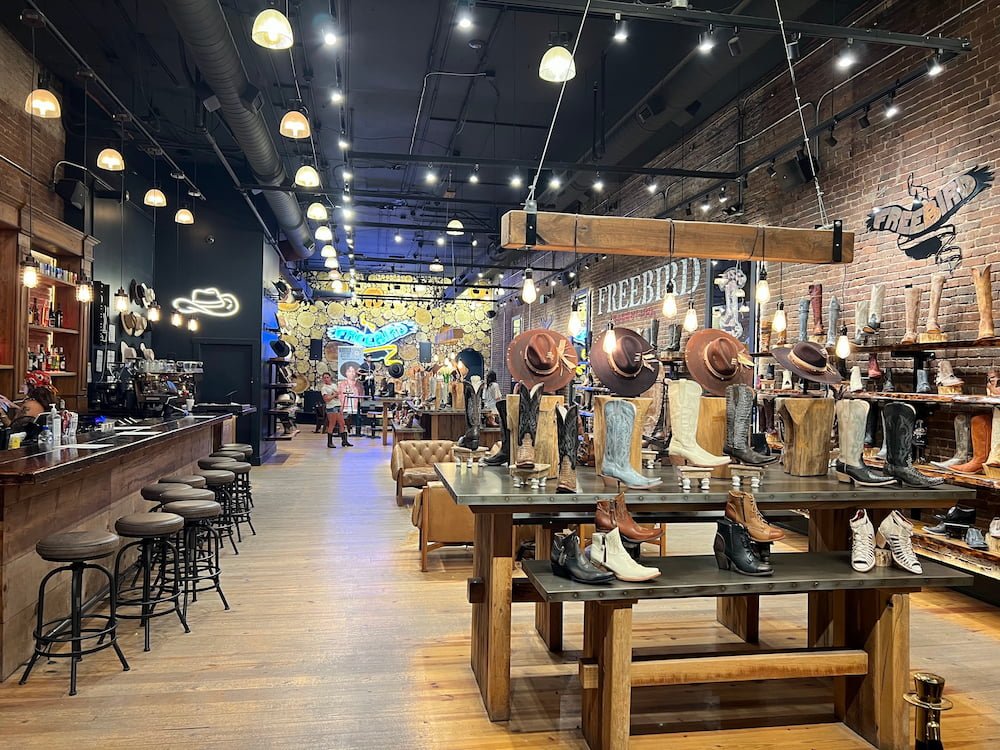 Even this boot store had a live band