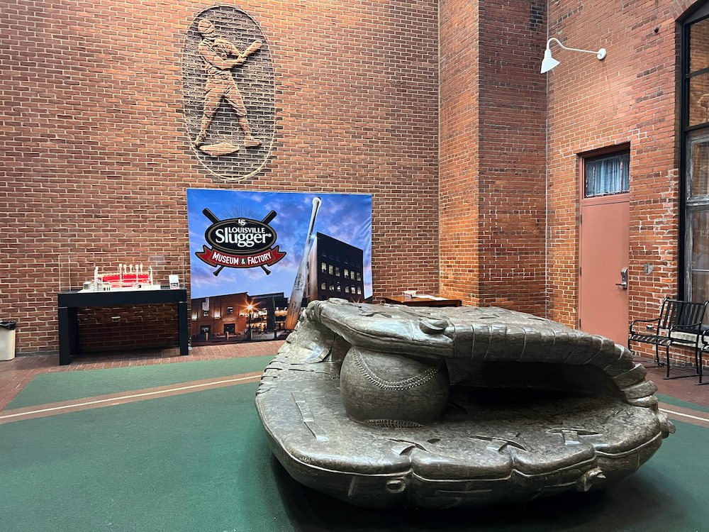 Huge glove carved from Kentucky limestone