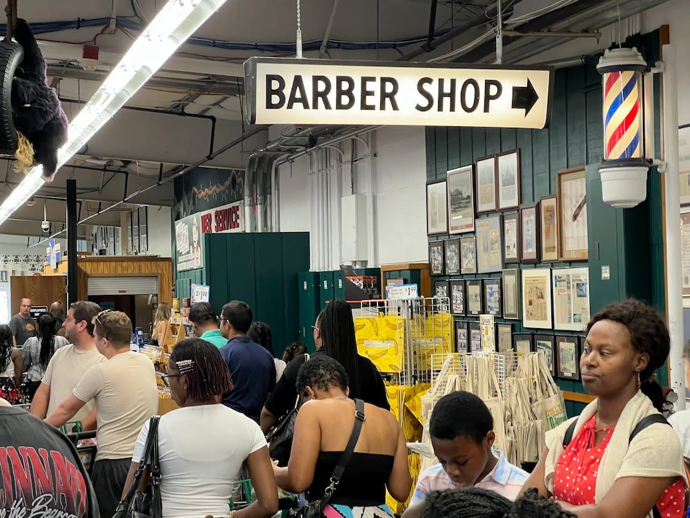 Long line to check out so why not get a haircut